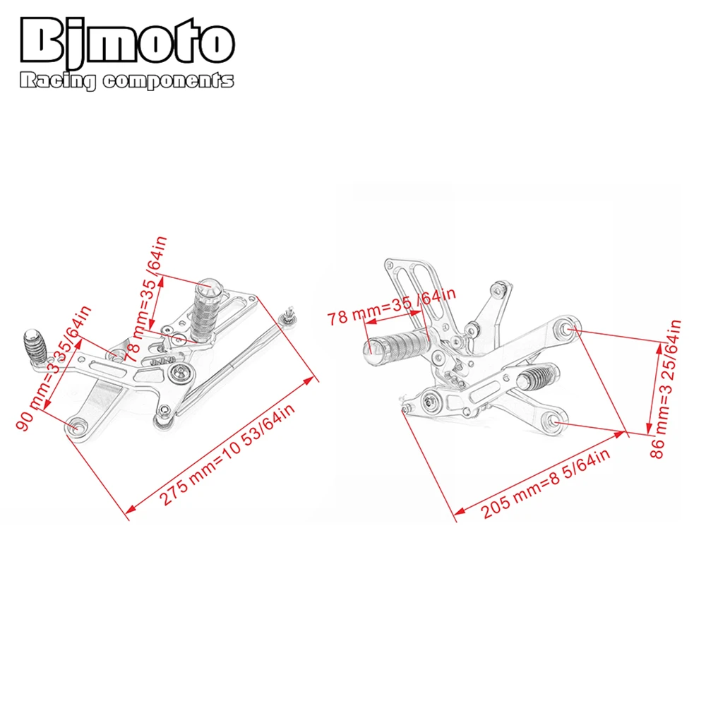 BJMOTO CNC алюминиевые мотоциклетные подножки Регулируемые задние наборы подножки для Kawasaki Ninja 400 Ninja 250