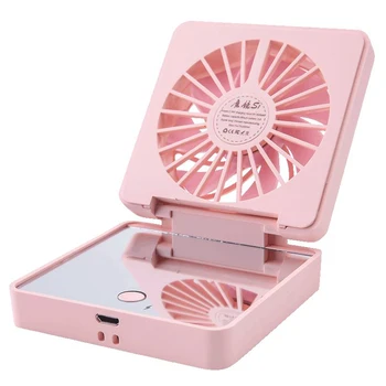 

Portable Mini Fan 2 in 1 Mini Handheld Fan Fold Vanity Makeup Mirror Pocket Fan