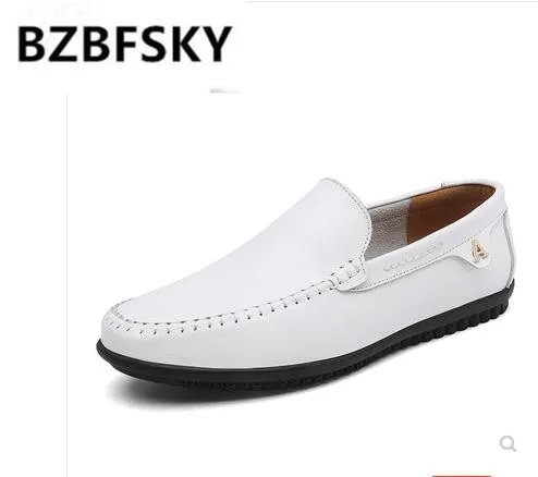 

Merkmak Genuine Leather Men Casual Shoes Brand Men Loafers Moccasins Breathable Slip on Black Brown Driving Mens Shoes Plus Size