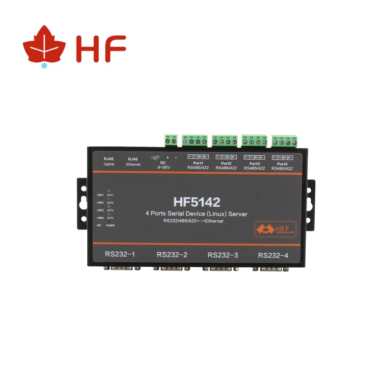 

HF5142B 4 Ports RJ45 RS232/485/422 Serial to Ethernet Free RTOS Serial Server Converter Device