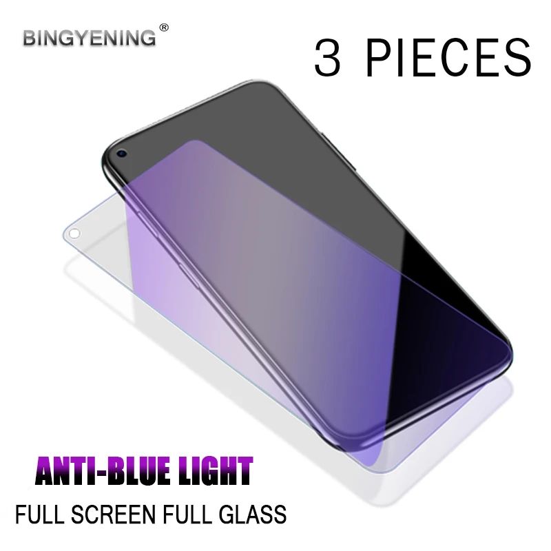 3pcs Anti Blue Purple Light Tempered Glass For Huawei Mate 20 Lite/Mate 40 Lite/View 30/Y9A/Nova 8 SE Screen Protector | Мобильные