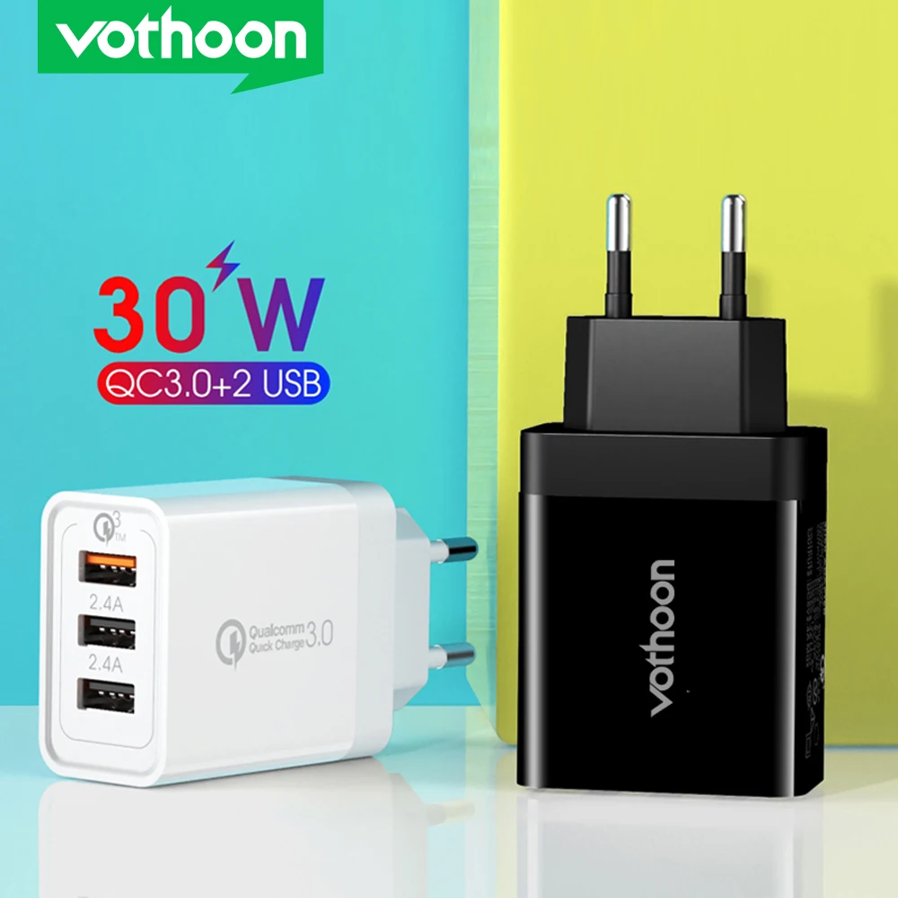 Votoon 30 Вт 3 порта быстрое зарядное устройство 0 USB для iPhone Samsung Xiaomi Мобильный телефон