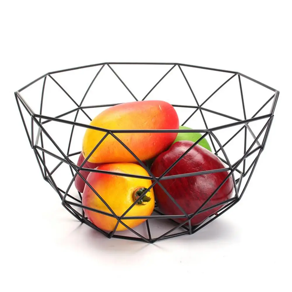 

Fruit Basket Geometric Fruit Vegetable Wire Kitchen Storage Basket Metal Bowl Kitchen Storage Container Desktop Display