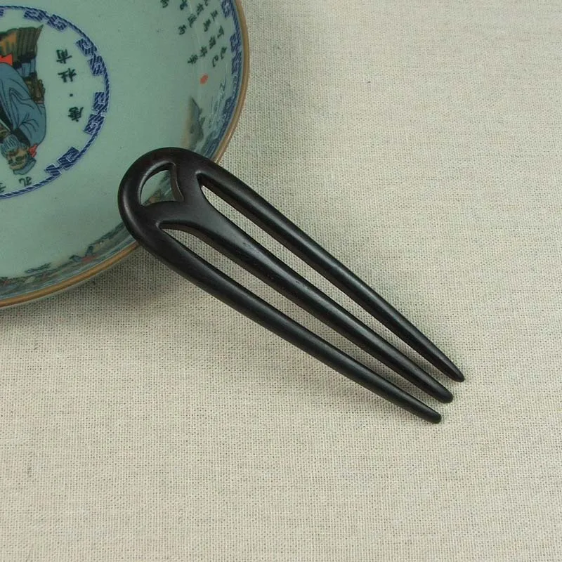 Oaoleer Women Hair Accessories Wood Hand Carved Stick Hair Combs Clips For Women Girls Vintage Elegant Ebony U Shaped Headwear