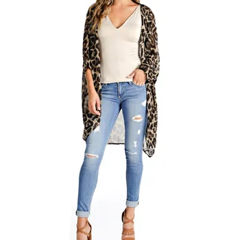 

2019 Summer New Pattern Leopard Print Chiffon Cardigan Sunscreen Clothes Woman