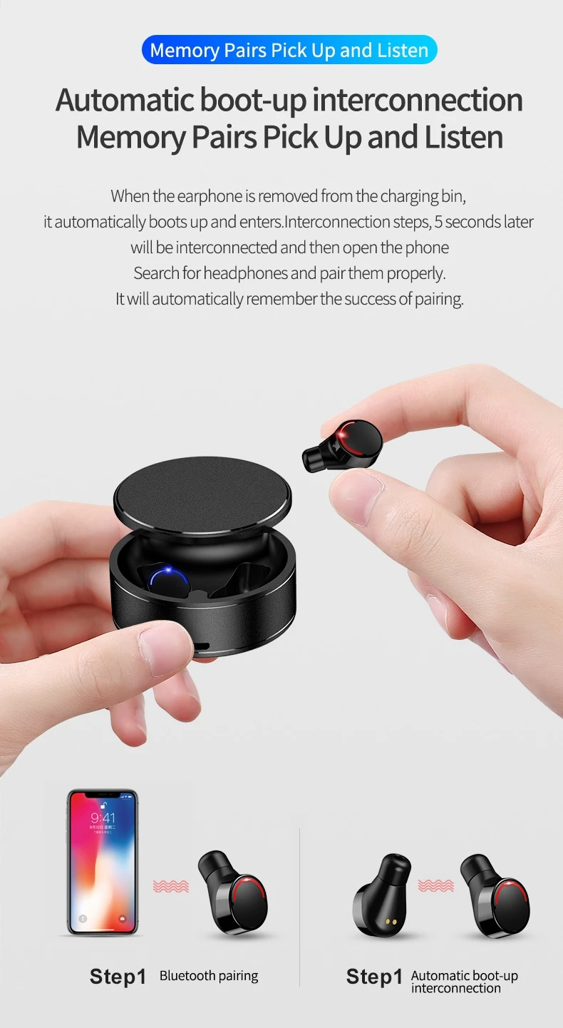Мини TWS Bluetooth 5,0 Наушники Беспроводные спортивные наушники шумоподавление стерео гарнитура сплав вращающийся зарядный ящик