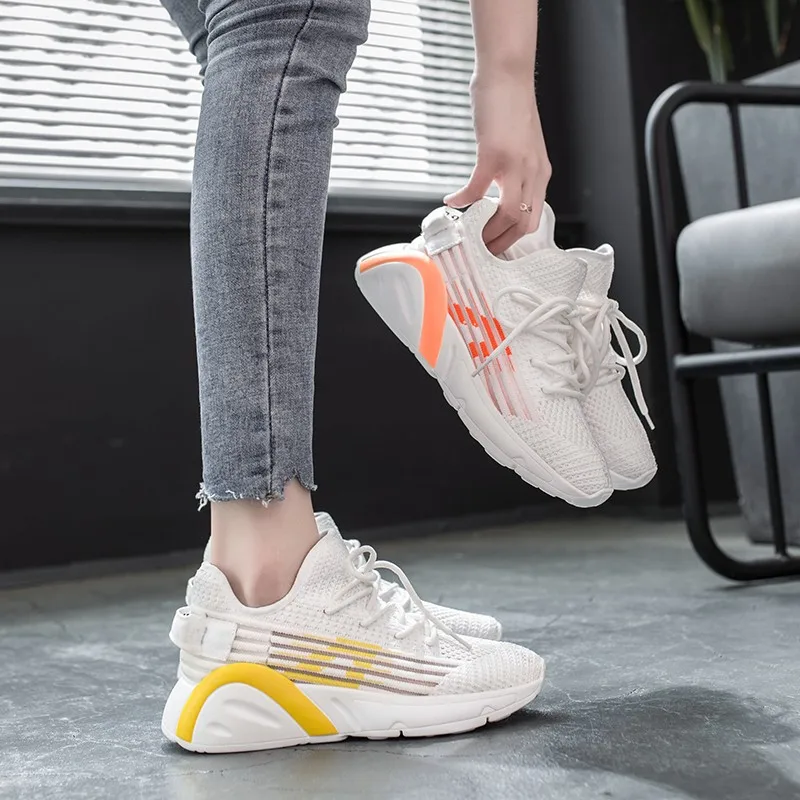 Женская обувь; кроссовки из дышащего сетчатого материала; Женская легкая обувь из Вулканизированной Ткани; женская повседневная обувь белого цвета; сезон весна