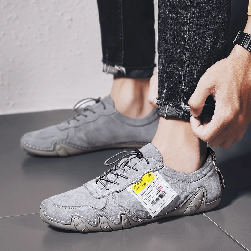 Мужская повседневная обувь Дышащая Уличная из натуральной кожи на плоской