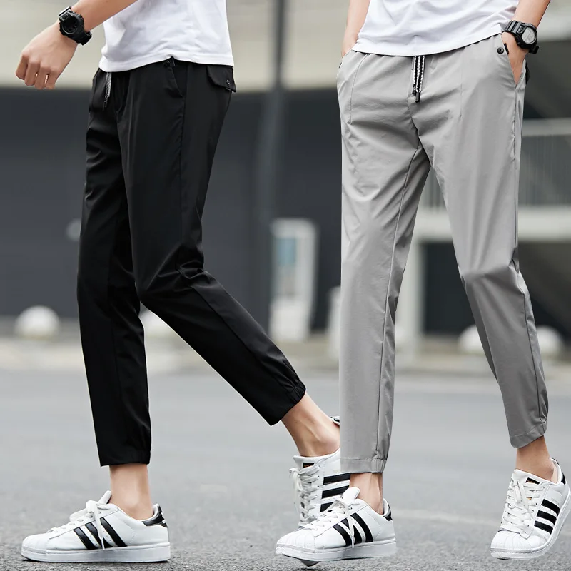 

Capri Pants Men's Thin Quick-Dry Pants Men's Korean-style Trend Athletic Pants Casual Pants Elasticity Skinny 9 Pants Trend