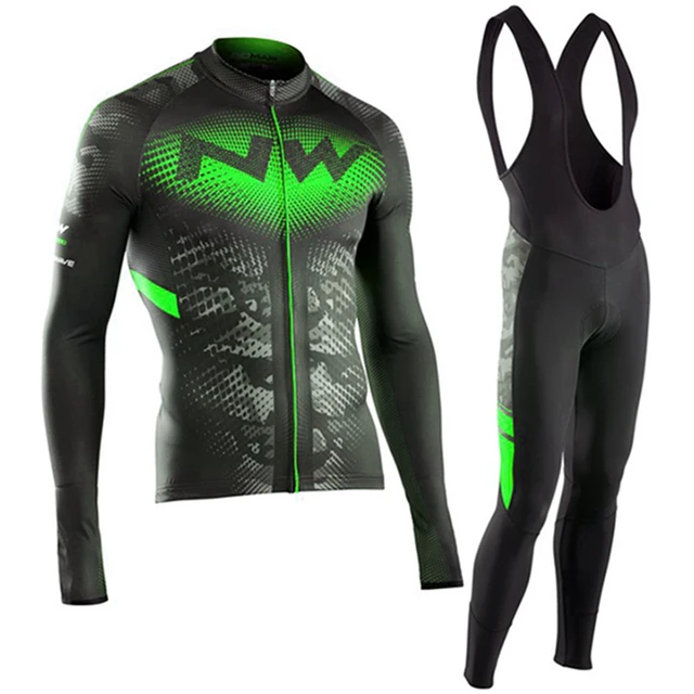 US $28.07 Autumn Pro 2019 Northwave Team Cycling Jersey Set Long Sleeve Jersey Bike Bib Pant Racing Bicycle S