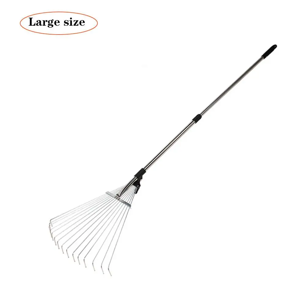 Stainless Steel Garden Leaf Rake With Telescopic Handle ShopHomy