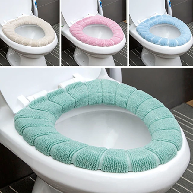 Housse de siège de toilette, 1 pièce, lavable, confortable, chaud et doux  pour l'hiver, accessoires de salle de bain, WC, fournitures de salle de  bain - AliExpress