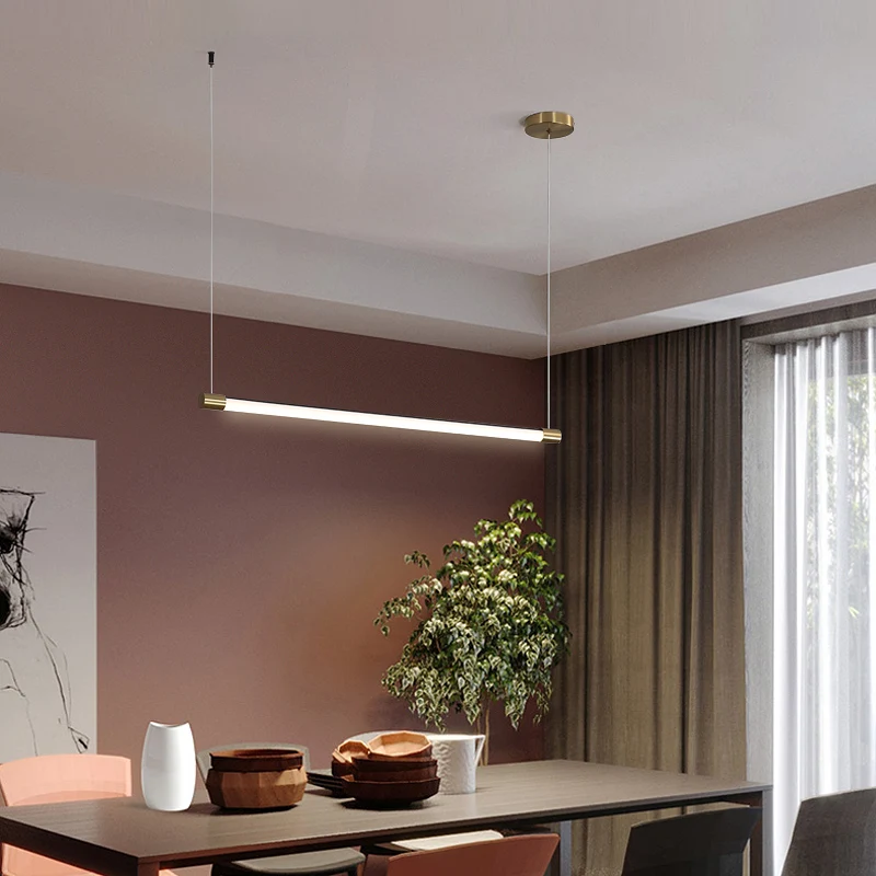 Скандинавский минималистичный светильник для ресторана, столовая, бар, длинная полоса, светодиодная лампа, Современный домашний декор, кухонный подвесной светильник