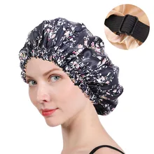 

Double Silky Satin Bonnet Hair Cap Reversible Layer Sleep Night Cap with invisiable button Head Cover Hair Styling Accessories