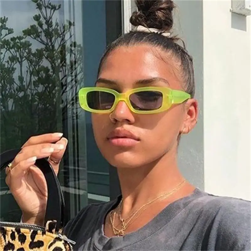 Green Rectangular Womens Sunglasses 2020 Vintage Plastic Square Funny Luxury Glasses Men Female
