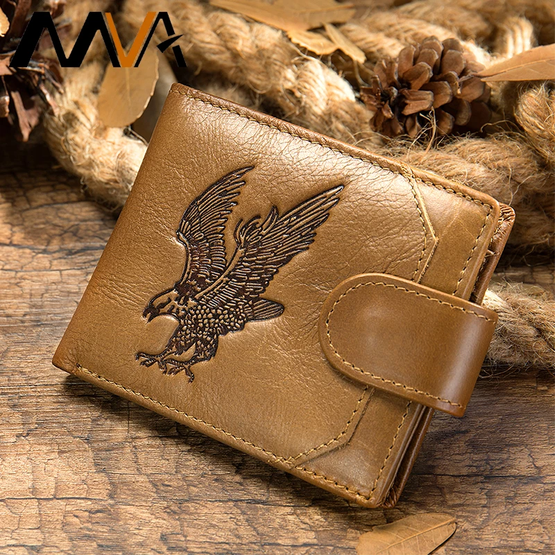 Mens Wallet Money Purse Cards Coin-Pocket Bifold Genuine-Leather MVA for Male with Slim
