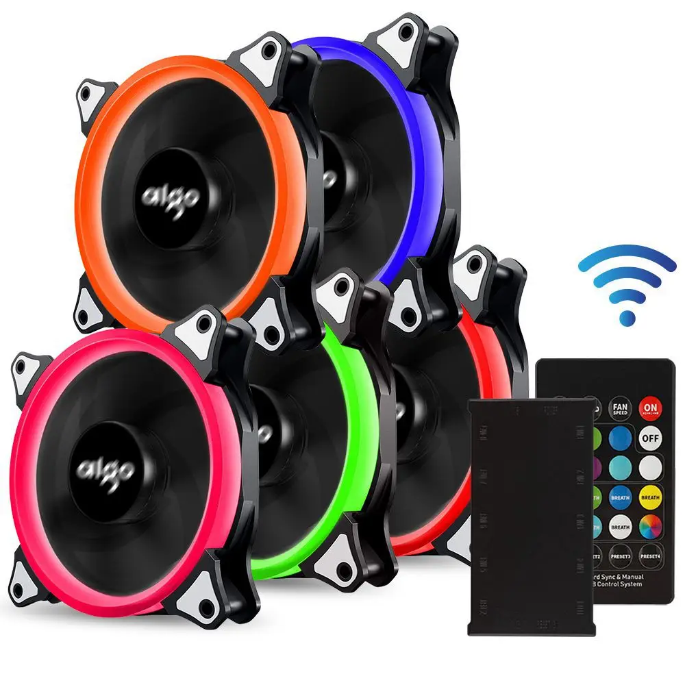 Aigo чехол для компьютера PC охлаждающий вентилятор 120 мм RGB светильник регулируемый светодиодный тихий вентилятор+ ИК пульт дистанционного управления для компьютера кулер для процессора охлаждающий RGB чехол для вентилятора - Цвет лезвия: 5 fan and controller