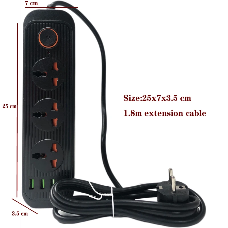 TROTEC Bloc multiprise PVH3 avec 2 Prises de Charge USB Long câble de 1,5 m