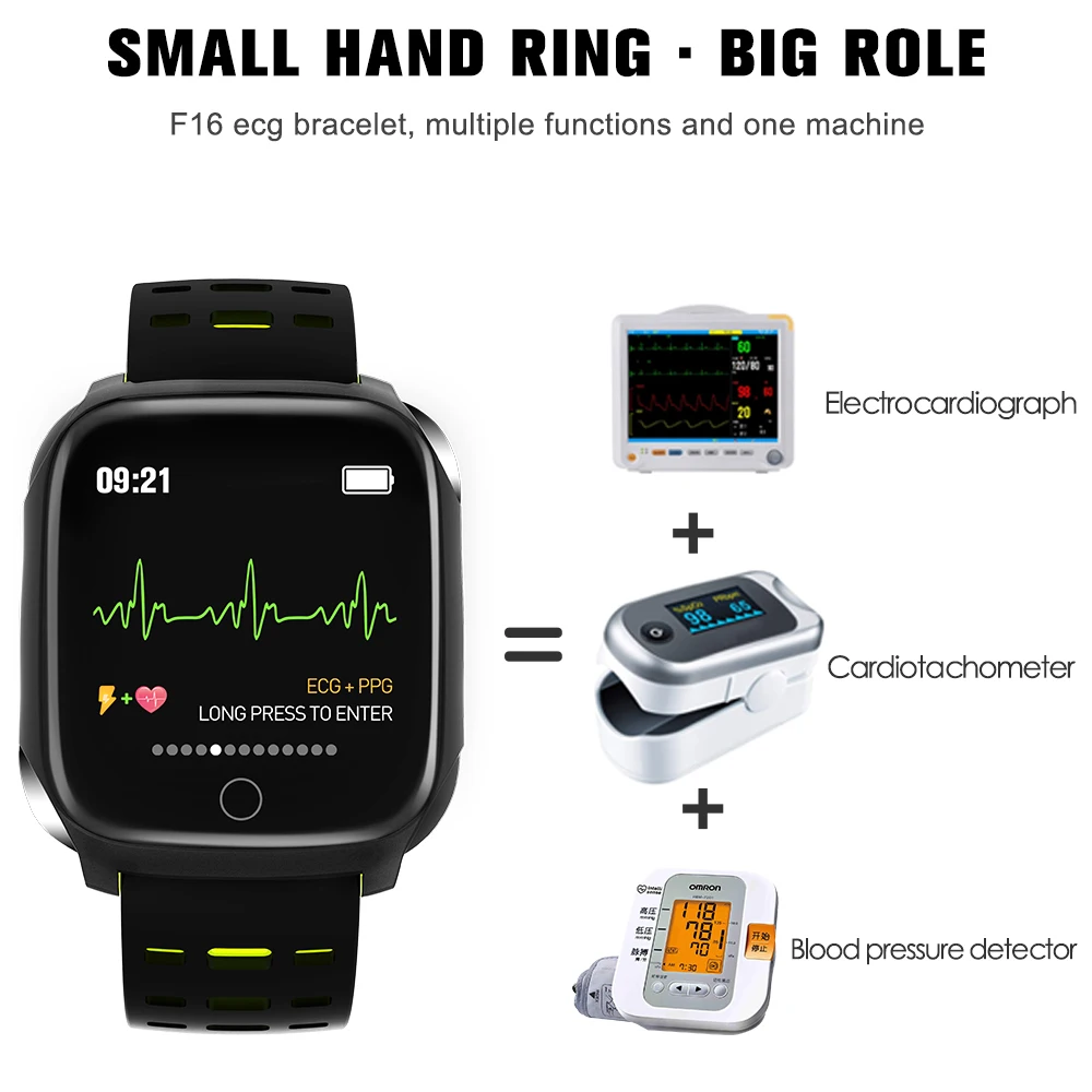 696 F16 Smart Bracelet ECG+PPG Pedometer Alarm clock Smart Watch Men Heart Rate Blood Pressure Waterproof Smart Wristband/band