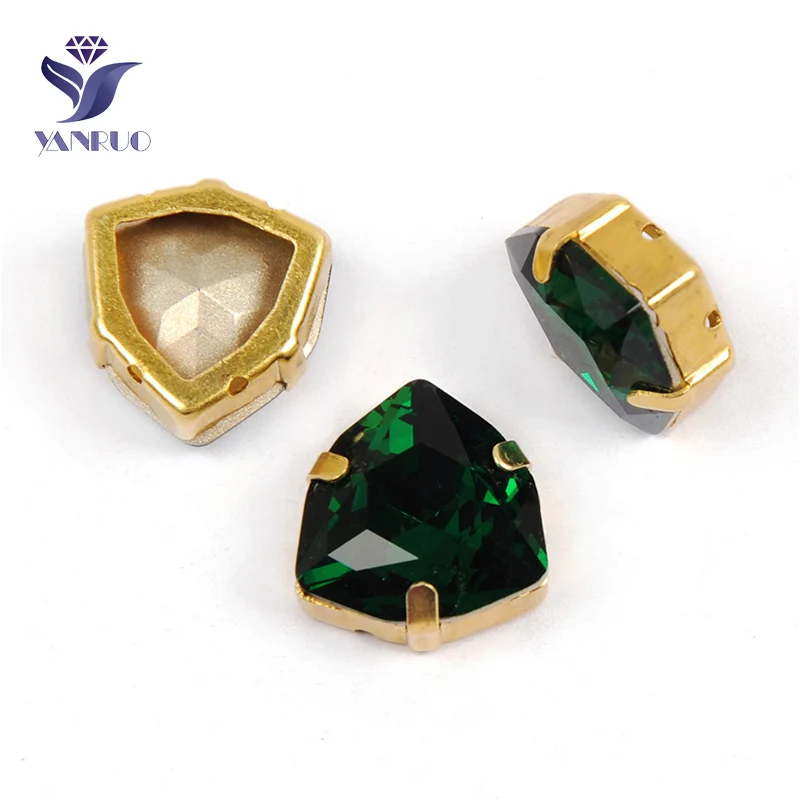 Yanruo 4706 Trilliant Точка назад пришить стразы стеклянные стразы K9 DIY ювелирные изделия Необычные камни и кристаллы для украшения - Цвет: Emerald