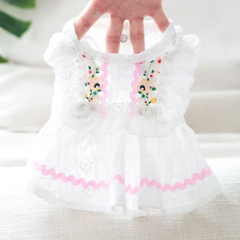 Little Daisy Princess Dog Dresses Cute Cotton Puppy Clothes for Small Dogs Girl Thin Breathable Dog Skirts Floral Cat Costume