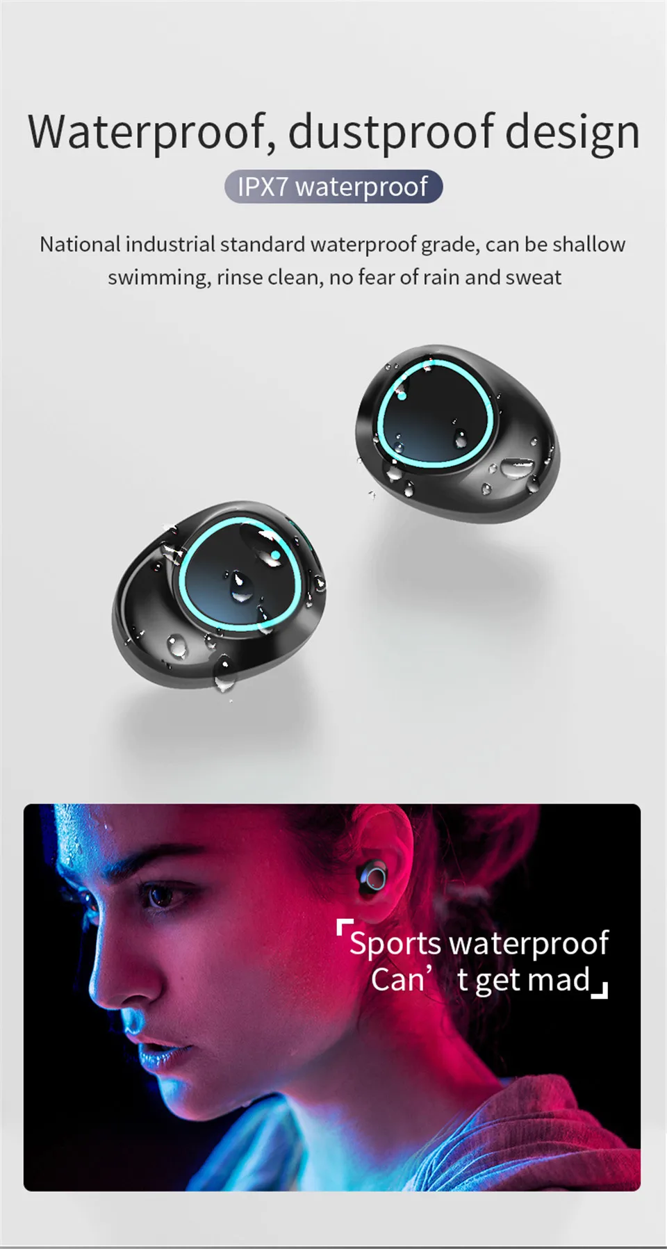 Новинка, Led-цифровой дисплей, Bluetooth 5,0, наушники с сенсорным управлением, 6D стерео, hi-fi звук, беспроводные наушники с шумоподавлением