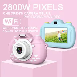 Для детей с цифровой печатью Камера 3 дюймовый сенсорный экран Двойной объектив мультфильм фон для фотосъемки на день рождения подарок DQ