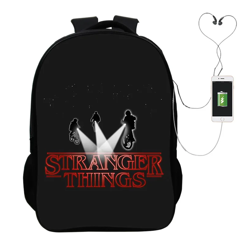 Usb-кабель для зарядки из сериала очень странные рюкзак для девочек-подростков для учеников, мальчиков и девочек книжная сумка подарок-сюрприз рюкзак детский, школьная сумка, Mochila - Цвет: photo colour