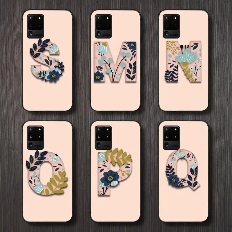 

Custom 26 English Name Letters Flower Phone Case For Samsung galaxy S 7 8 9 10 20 edge A 6 10 20 30 50 51 70 note 10 plus