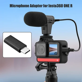 

NEW USB Type C Male to 3.5mm Jack Mic Microphone Adapter for Insta360 ONE R Black Metal Microphone Adapter for Insta360 ONE R