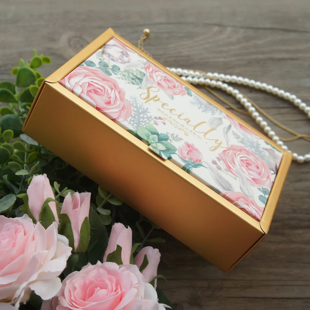 18,5*11*4,7 см 3 набора Золотая Акварельная розовая роза особенно дизайн бумажная коробка+ сумка как День рождения Свадьба праздничная подарочная упаковка использования