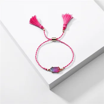 

2020 new Summer transparent multicolor small hexagon resin adjustable braid Bracelet for Women