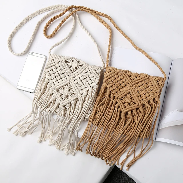 Handmade Suede Shoulder Bag Tassel Bag Fringed Bohemian Handbag for Women  Summer