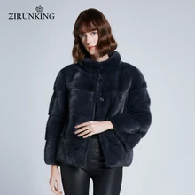 ZIRUNKING Brand New Women Real Mink Fur Coats Female Thick Warm Reversible Mink Fur Jacket Lady Fashion Winter Outerwear ZC1946