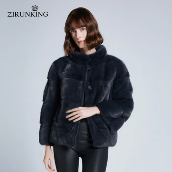 

ZIRUNKING Brand New Women Real Mink Fur Coats Female Thick Warm Reversible Mink Fur Jacket Lady Fashion Winter Outerwear ZC1946