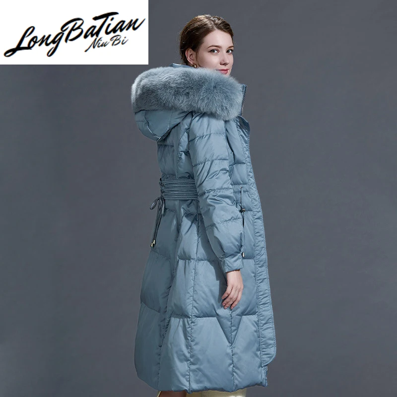 Пуховик с натуральным лисьим мехом зимняя женская одежда 2020 корейское длинное
