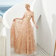 Золотые платья для выпускного вечера элегантные вечерние платья трапециевидной формы с открытыми плечами и аппликацией на шнуровке недорогие вечерние платья Реальные фотографии Vestido de Fiesta