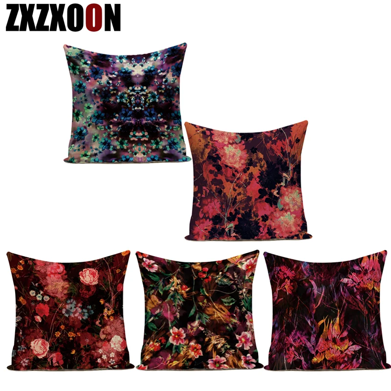 Polyester Colorful Flowers Plant Decorative Pillows Case Sofa Home Pillow Cushion Cover for Living Room Decoration Pillowcase | Дом и сад