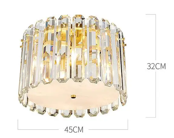 D45 X H32CM Все медные Современные хрустальные потолочные лампы Креативный Роскошный дизайнерский модельный номер гостиная спальня вилла потолочный светильник - Цвет корпуса: D45 X H32CM