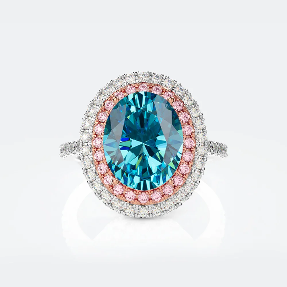 Rose Gold - Blue Rainbamabom 925 Твердое Стерлинговое серебро создан муассанит драгоценный камень по месяцу рождения Обручальное кольцо хорошее ювелирное изделие подарок - Цвет камня: Rose Gold - Blue