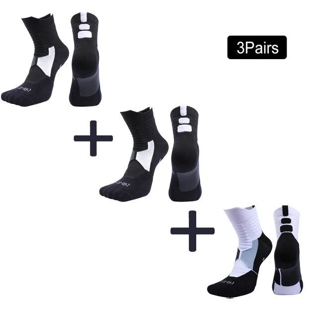 5Pairs Men's socks Breathable Socks women's Compression socks Basketball Socks Football Trekking Running Sport Socks Wintersocks 2 Black 1White