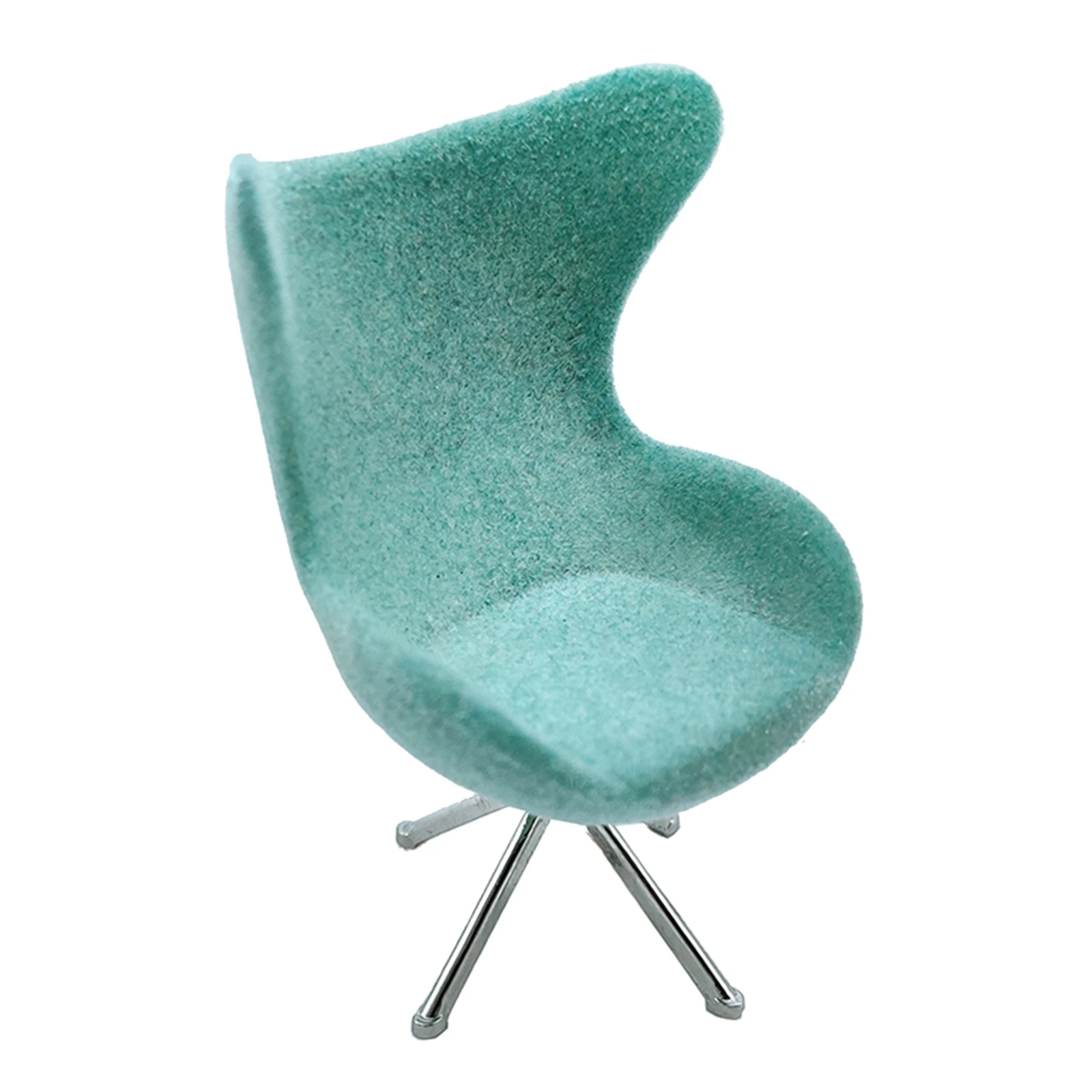 Miniature Mini Modern Green Plastic Office High Back Swan Chair for 1/12 Scale DollHouse Furniture Home Decor