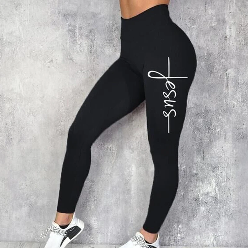 black Sfit's штаны для йоги с буквенным принтом, модные обтягивающие леггинсы с высокой талией, бесшовные женские спортивные штаны с пуш-ап эффектом, спортивная одежда - Цвет: black