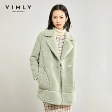 Женское пальто с искусственным мехом Vimly винтажное однотонное