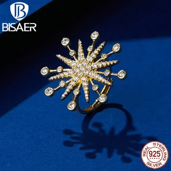 

cubic zircon rings bisaer hyperbolic big 925 Sterling silver Fireworks rings for women Sterling silver jewelry anel EFR074
