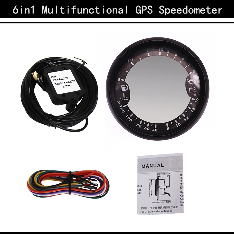 8-16V 6 in 1 Multi-functional Gauge Meter GPS Speedometer 85MM 0-10Bar Boat Digital LCD Speed Gauge Fit For Car Marine Yacht
