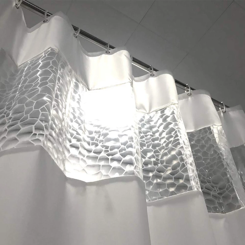 UFRIDAY занавеска для душа с прозрачным пластиковым окном, водонепроницаемая белая тканевая занавеска для ванной комнаты с прозрачным окном Peva, занавеска для ванной