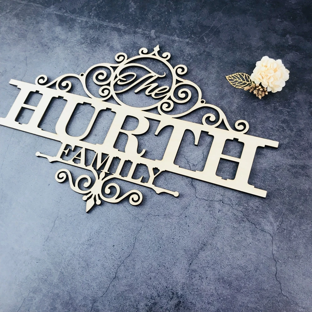 Personalized Monogram Wall Wooden Name Table Sign,Custom Outdoor Hanging Family Name Wood Sign, Mr & Mrs Wedding Decor Supplies (2)