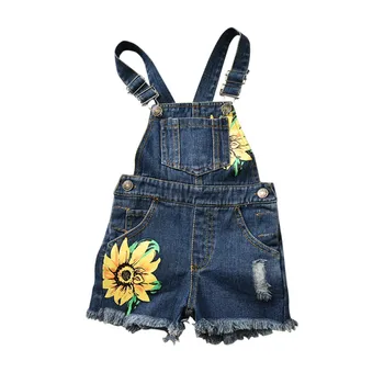 

Infant Girl sunflower Denim romper Casual Summer kids girls overalls newborn clothing denim baby boys romper loose new jumpsuit