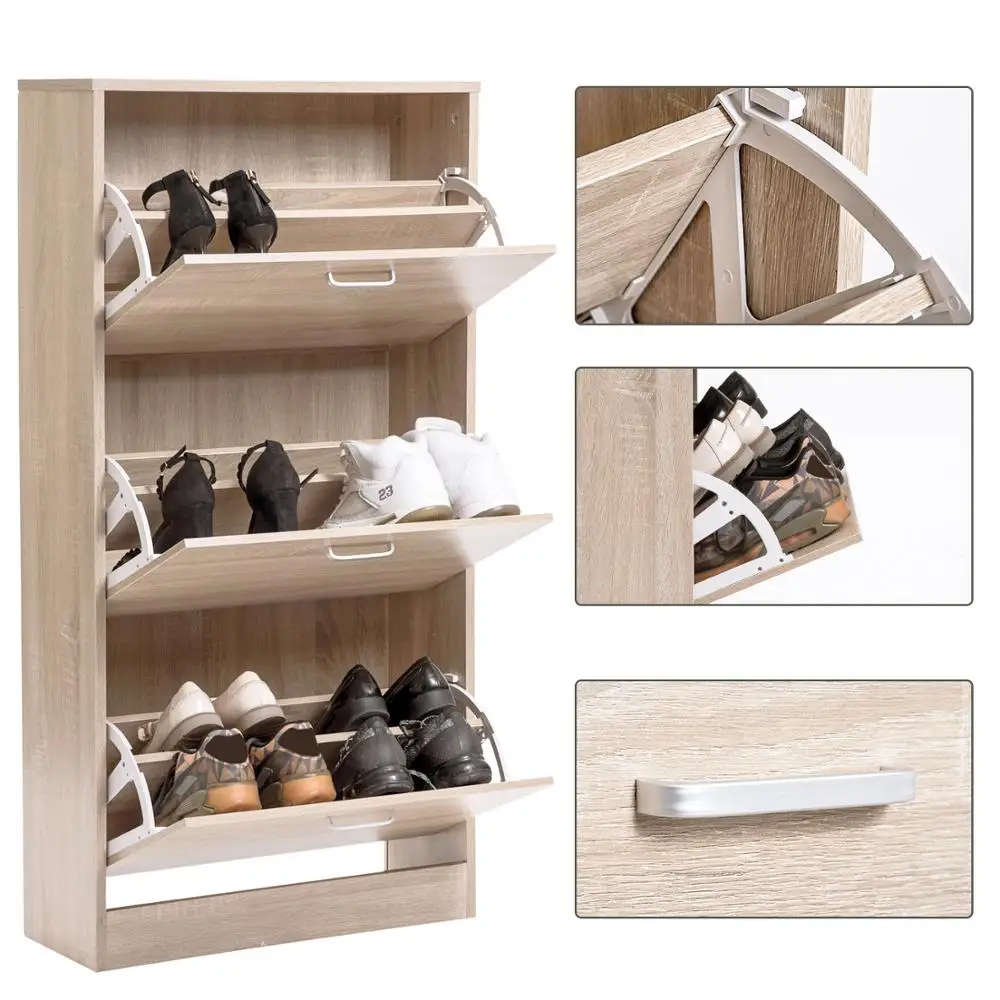 Wood 3-Drawer Wooden Shoe Storage Cabinet Cupboard Shoe Storage Organiser Unit Pull Down Wooden Home Furniture Wood 3-Drawer Wooden Shoe Storage Cabinet Cupboard Shoe Storage Organiser Unit Pull Down Wooden Home Furniture
